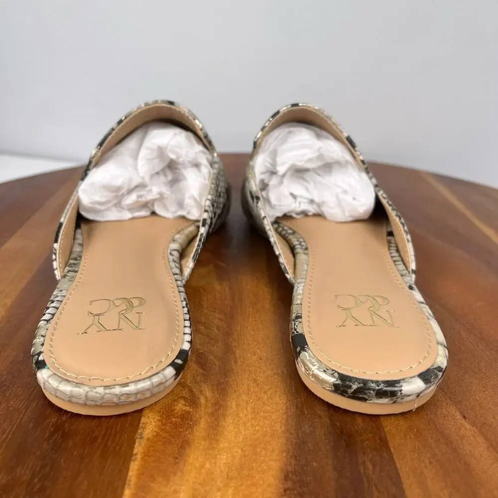 New York & Co Kate Flat Mule Snakeprint Ivory Womens Size 6.5 Flats Mules Shoes